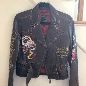 Authentic Ed Hardy leather biker jacket